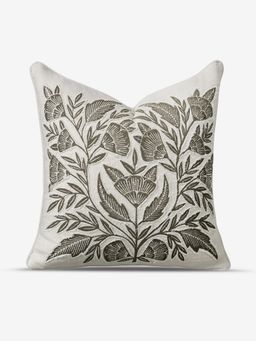Amaara Home - Patchwork Flora Cushion Cover - Mocha (20x20 inches)