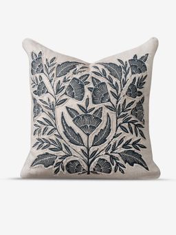 Amaara Home - Patchwork Flora Cushion Cover - Navy (20x20 inches)