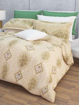 Home Affairs - Cotton Single Bedsheet with 1 Pillow Cover Tan (Set of 2)