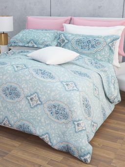 Home Affairs - Cotton Double Queen Bedsheet with 2 Pillow Covers Blue (Set of 3)