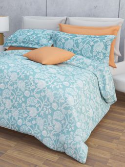 Home Affairs - Cotton Single Bedsheet with 1 Pillow Cover Blue (Set of 2)