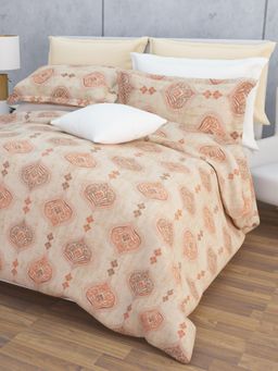 Home Affairs - Cotton Double Queen Bedsheet with 2 Pillow Covers Cream (Set of 3)