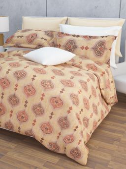 Home Affairs - Cotton Double Queen Bedsheet with 2 Pillow Covers Orange (Set of 3)