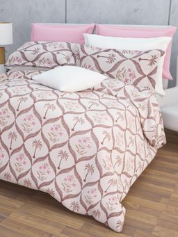 Home Affairs - Cotton Double Queen Bedsheet with 2 Pillow Covers Grey (Set of 3)