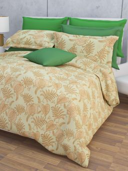 Home Affairs - Cotton Double Queen Bedsheet with 2 Pillow Covers Green (Set of 3)