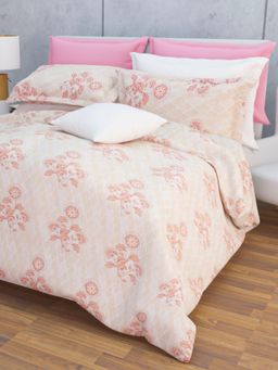 Home Affairs - Cotton Double Queen Bedsheet with 2 Pillow Covers Pink (Set of 3)