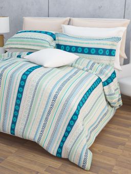 Home Affairs - Cotton Double Queen Bedsheet with 2 Pillow Covers Blue (Set of 3)