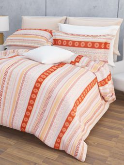 Home Affairs - Cotton Double Queen Bedsheet with 2 Pillow Covers Orange (Set of 3)