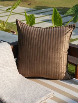Amaara Home - Striped Velvet Cushion Cover- Coffee (20x20 inches)