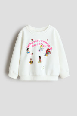 H&M - Girls White Motif-Detail Sweatshirt