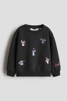 H&M - Girls Black Motif-Detail Sweatshirt