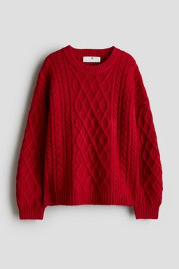 H&M - Girls Red Cable-Knit Jumper