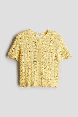 H&M - Girls Yellow Pattern-Knit Cotton Top
