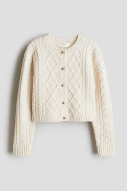 H&M - Girls White Cable-Knit Cardigan