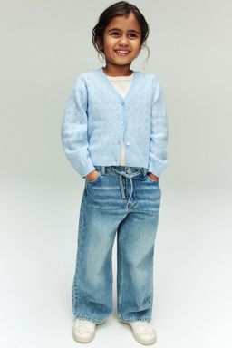 H&M - Girls Blue Pointelle-Knit Cardigan