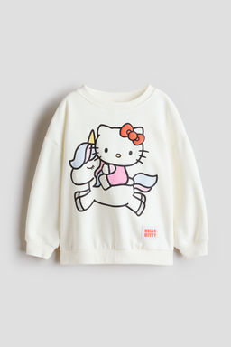 H&M - Girls White Printed Sweatshirt