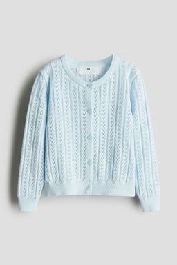 H&M - Girls Blue Pointelle-Knit Cotton Cardigan