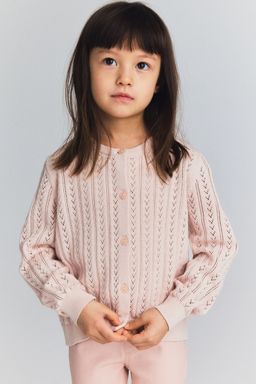 H&M - Girls Pink Pointelle-Knit Cotton Cardigan