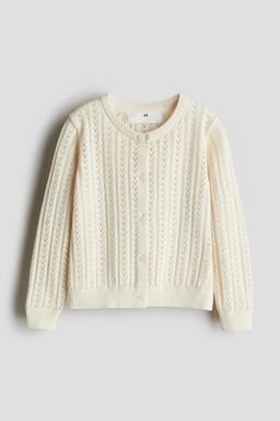 H&M - Girls Beige Pointelle-Knit Cotton Cardigan