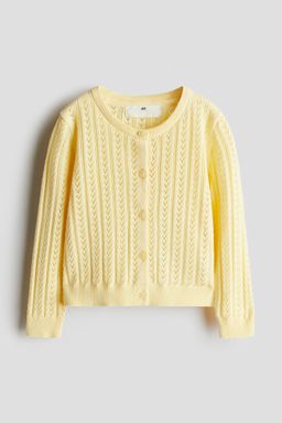 H&M - Girls Yellow Pointelle-Knit Cotton Cardigan