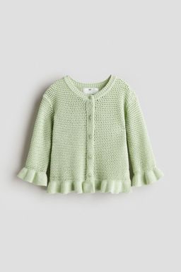 H&M - Girls Green Crochet-Look Cardigan