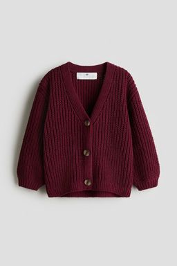 H&M - Girls Red Chenille-Knit Cardigan