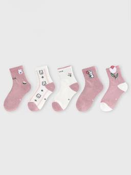 Hopscotch - Floral Applique Socks (Pack Of 5)