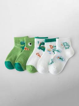 Hopscotch - Dino Ribbed Yarn-Dyed Socks (Pack Of 5)