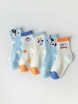 Hopscotch - Textured Puppy Socks (Pack Of 5)