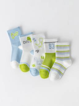 Hopscotch - Dino Textured Socks (Pack Of 5)
