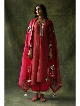 Begum Pret - Pink Bahaar Mirror Work Kurta (Set of 4)