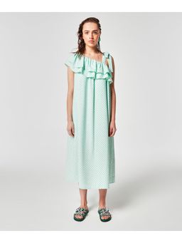 TWIST by Ipekyol - Midi Green Polka Dots Dress