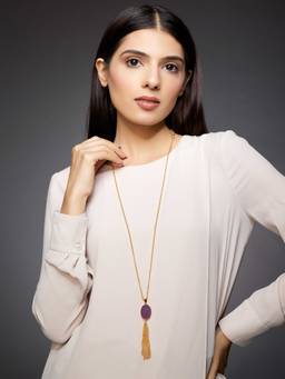Rhea - Lush Lavender Druzy Tassel Necklace