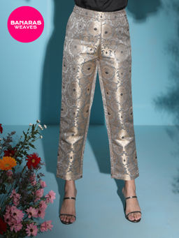 Gajra Gang - Banaras Grey Brocade Slim Pant GGBTM05