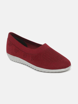Marc Loire - Women Maroon Woven Casual Slip-on Ballerinas