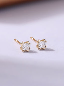 Ornate Jewels - 9K Gold 0.20 Carat Square Lab Grown Diamond Solitaire Stud Earrings