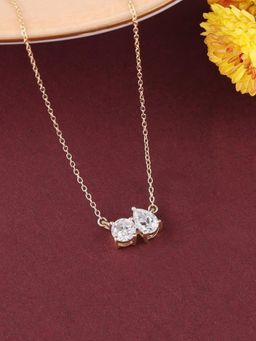 Ornate Jewels - 14K Gold 0.50 Carat Round and Pear Lab Grown Diamond Toi Et Moi Necklace