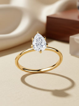 Ornate Jewels - 18K Gold 1.01 Carat Pear Lab Grown Diamond Solitaire Ring