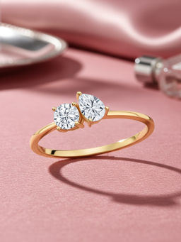 Ornate Jewels - 18K Gold 0.50 Carat Round and Pear Lab Grown Diamond Toi Et Moi Ring