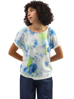 United Colors of Benetton - Women Tie & Dye Round Neck Top White