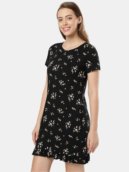 Buy Jockey RX25 Women Micro Modal Cotton Printed Sleep Dress - Black Online