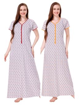PIU - Womens Cotton Gown Red Yellow (Pack of 2)