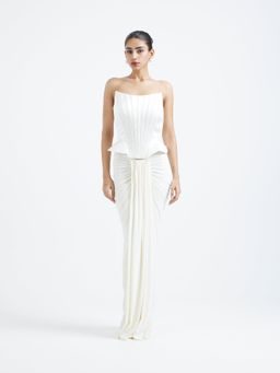 Ozeqo - Women White Reem Corset with Skirt