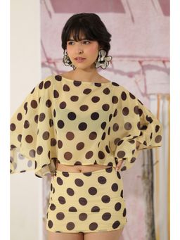 The Clothing Factory - Women Yellow Butter Mocha Polka Dot Top