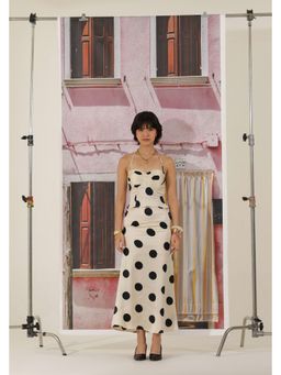 The Clothing Factory - Women Beige Espresso Martini Polka Dot Top