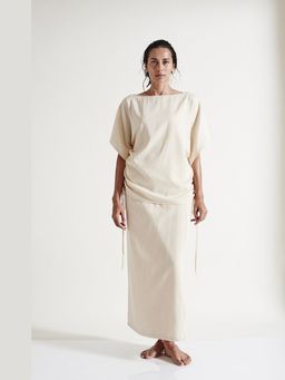 Genes Lecoanet Hemant - Beige Veda Boat Neck Half Sleeves Top