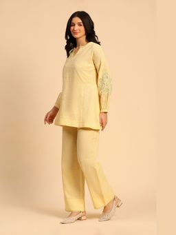 DOHR INDIA - Alaya Yellow Embroidered Cotton Linen Co-Ord
