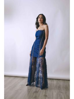 BABITA M - Women'S Denim Solid Indigo Dress with Skirt