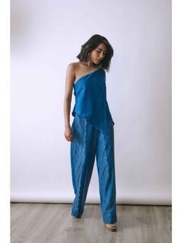 BABITA M - Women'S Denim Solid Blue Jumpsuit