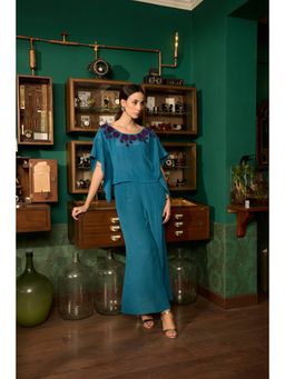 MEESA - Blue Crepe Embroidered Co-Ord
